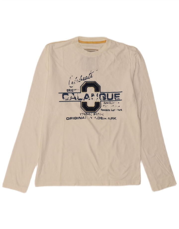 THINK PINK Haut graphique à manches longues XL en coton blanc cassé pour homme