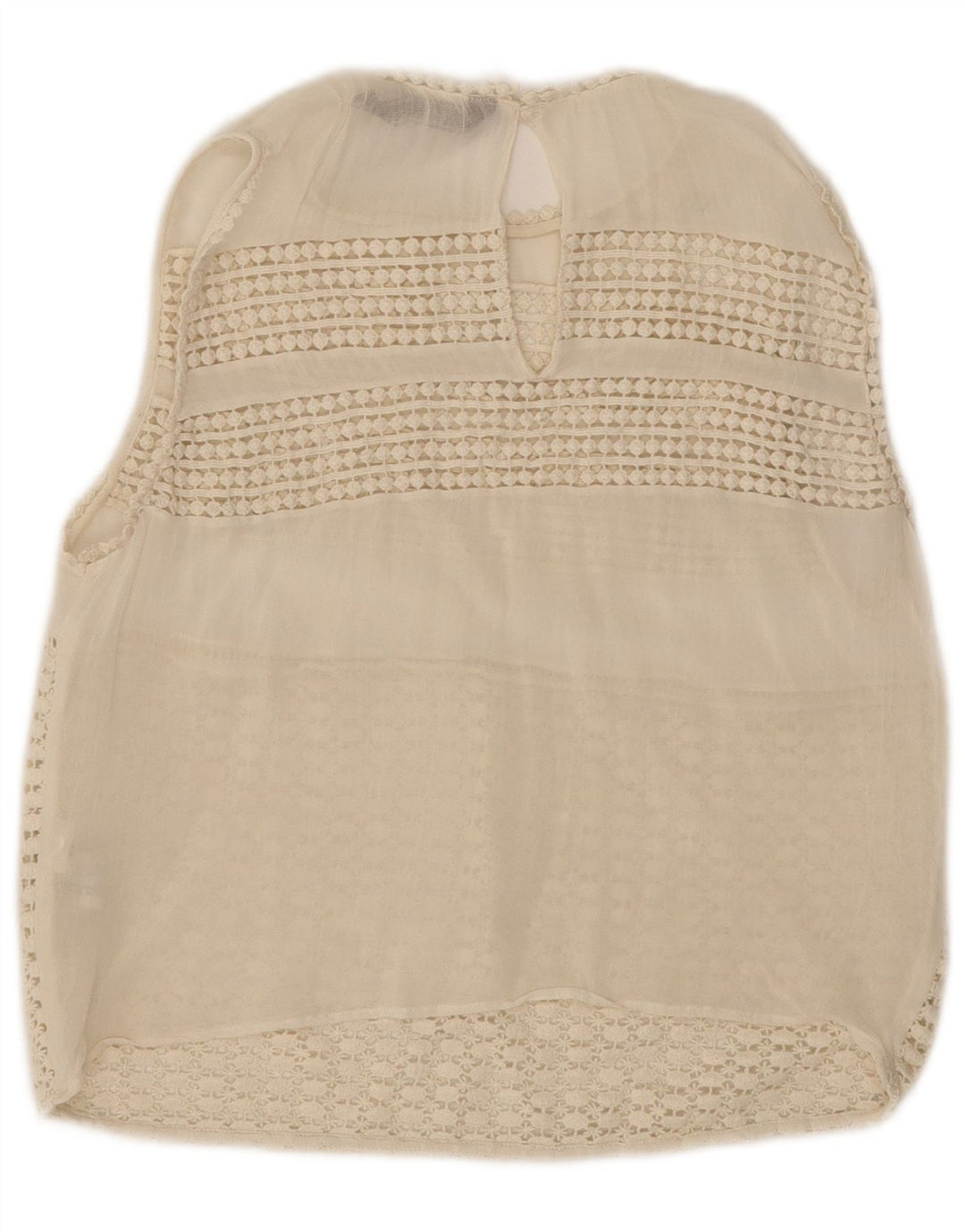 Zara Chemisier court sans manches en dentelle pour femme UK 12 Polyester blanc moyen