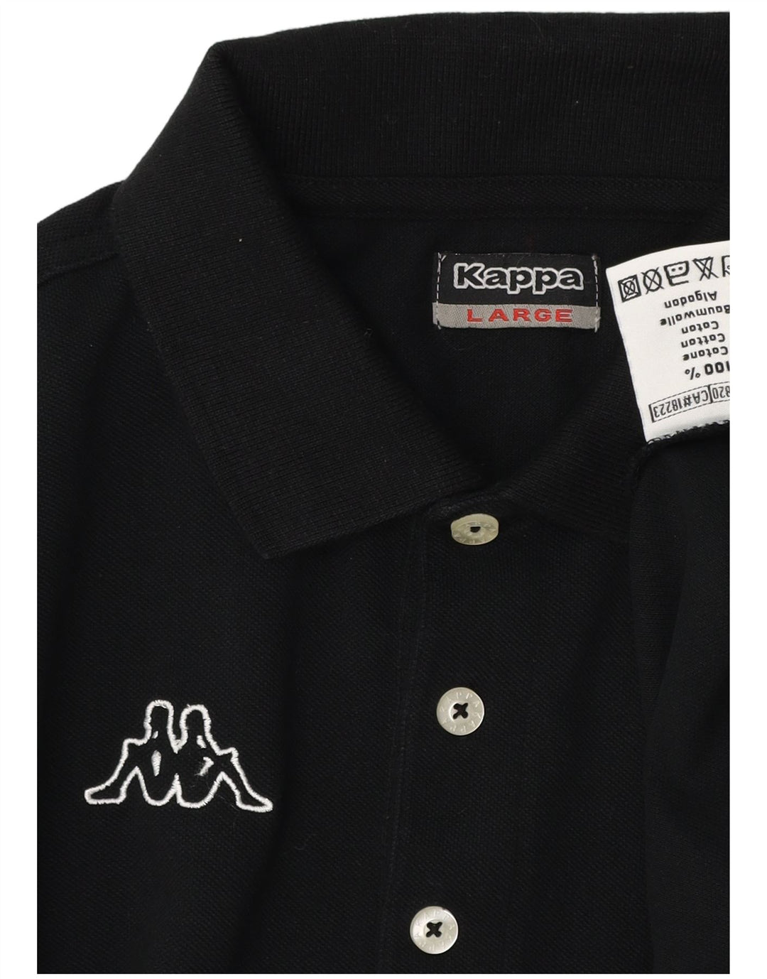 Kappa Polo Graphique Homme Large Noir Coton