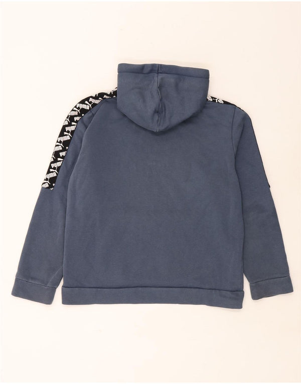 PUMA Pull à capuche graphique pour homme en coton color block bleu marine moyen