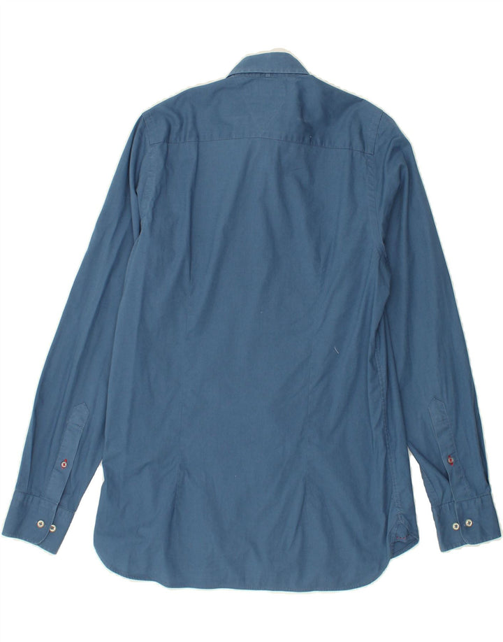 TOMMY HILFIGER Mens Stretch Shirt Small Blue Cotton | Vintage Tommy Hilfiger | Thrift | Second-Hand Tommy Hilfiger | Used Clothing | Messina Hembry 