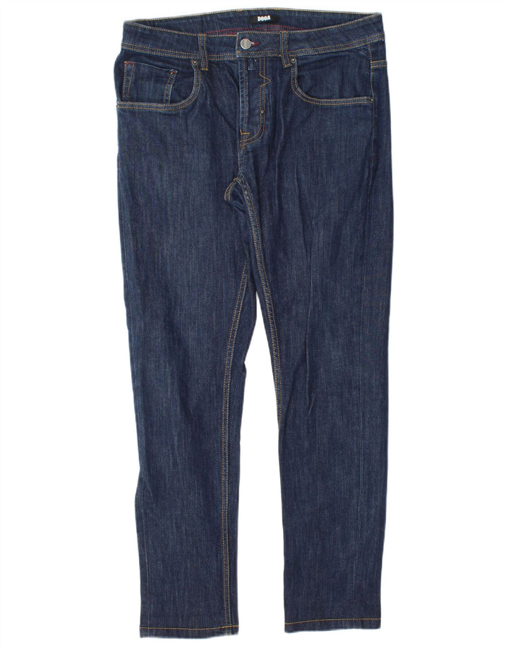 vintage Mens Slim Jeans IT 48 Moyen W34 L30 Bleu Marine Coton
