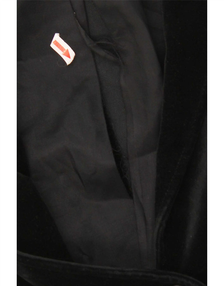 St Michael Veste blazer en velours à 2 boutons pour femme UK 14 en coton noir moyen