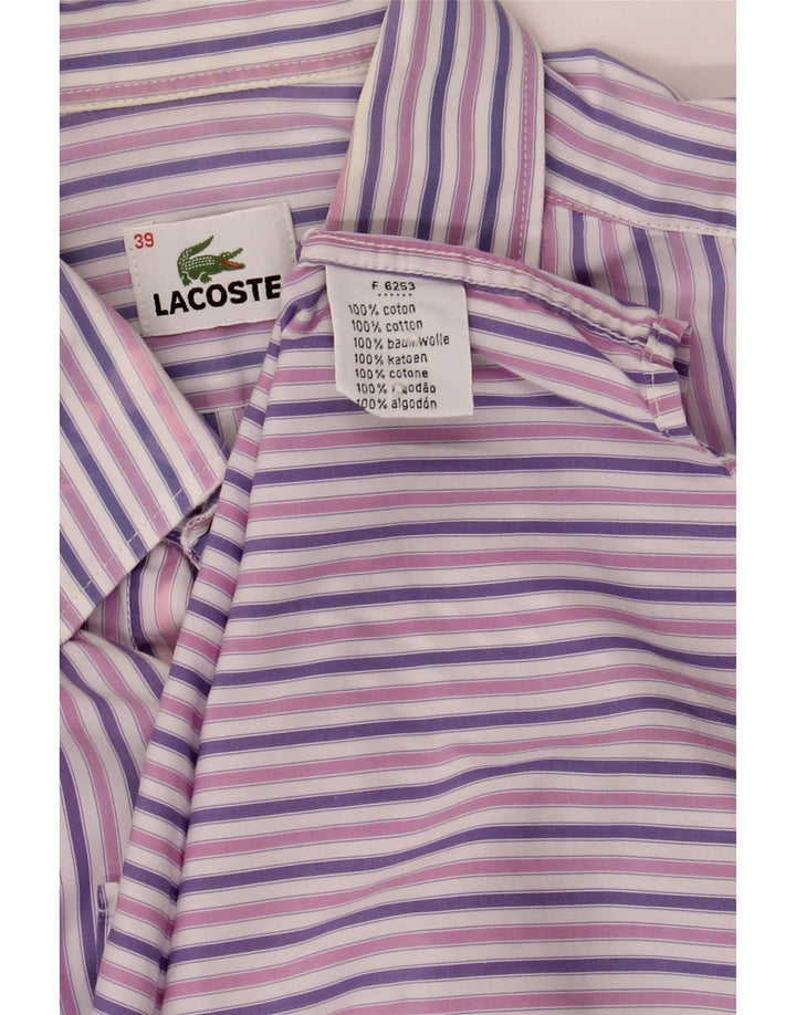 LACOSTE Chemise Homme Taille 39 Coton Rayé Violet Moyen