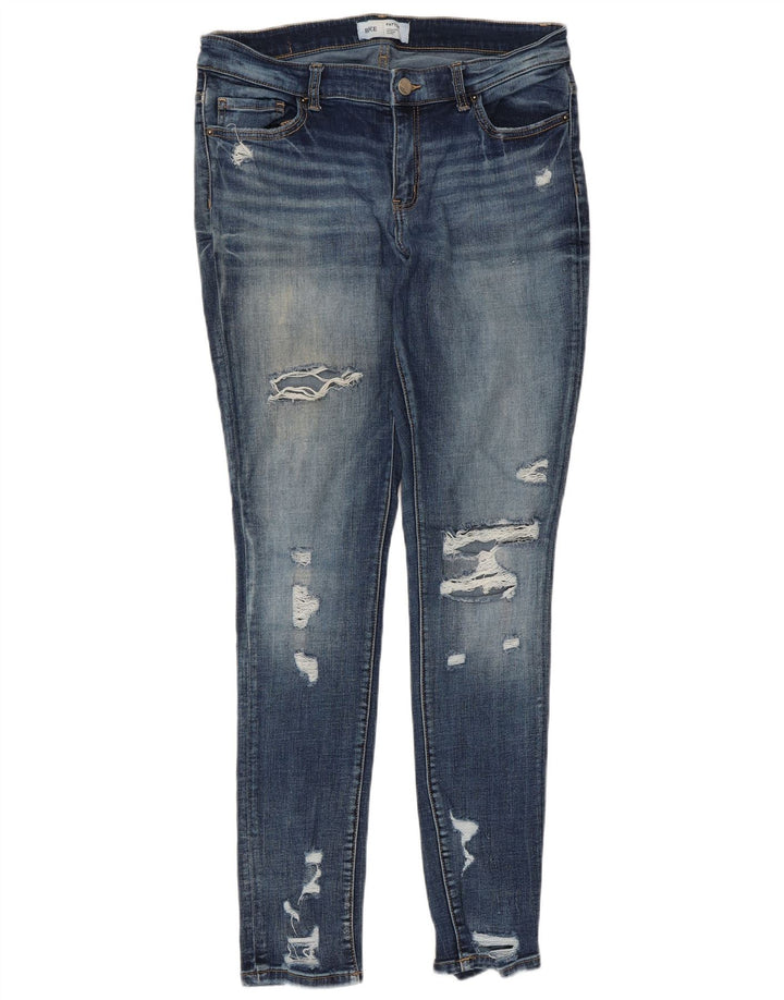 BKE Femme Payton Jean skinny taille moyenne en détresse W30 L31 Bleu Coton