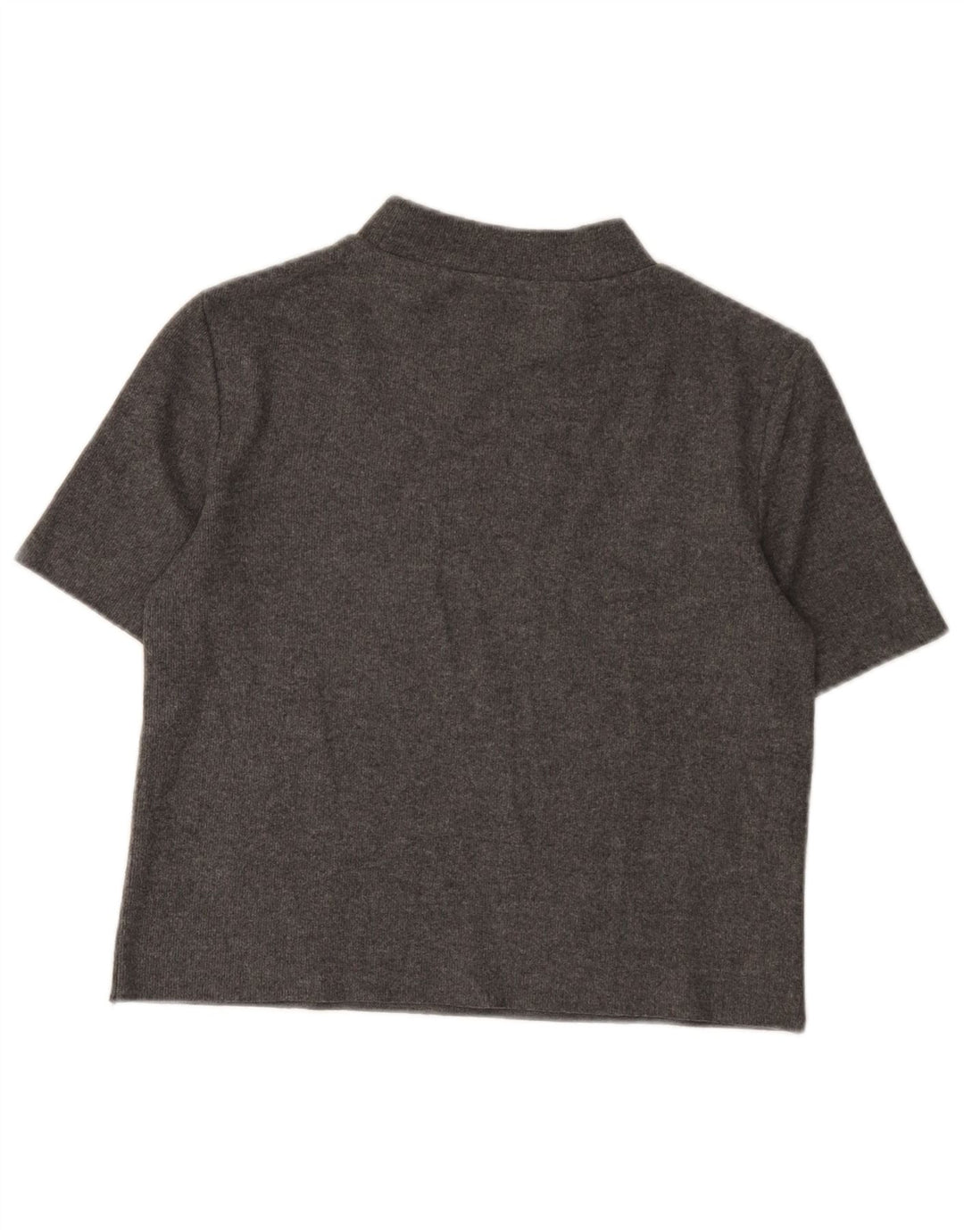 Zara Womens Crop T-Shirt Top UK 10 Petit Gris Polyester