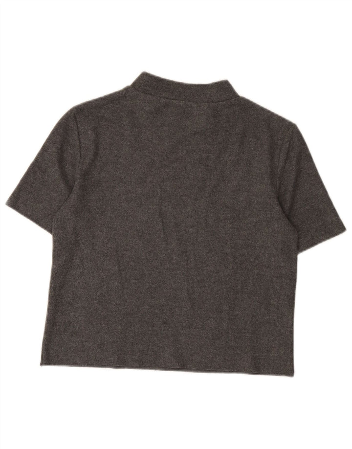 Zara Womens Crop T-Shirt Top UK 10 Petit Gris Polyester