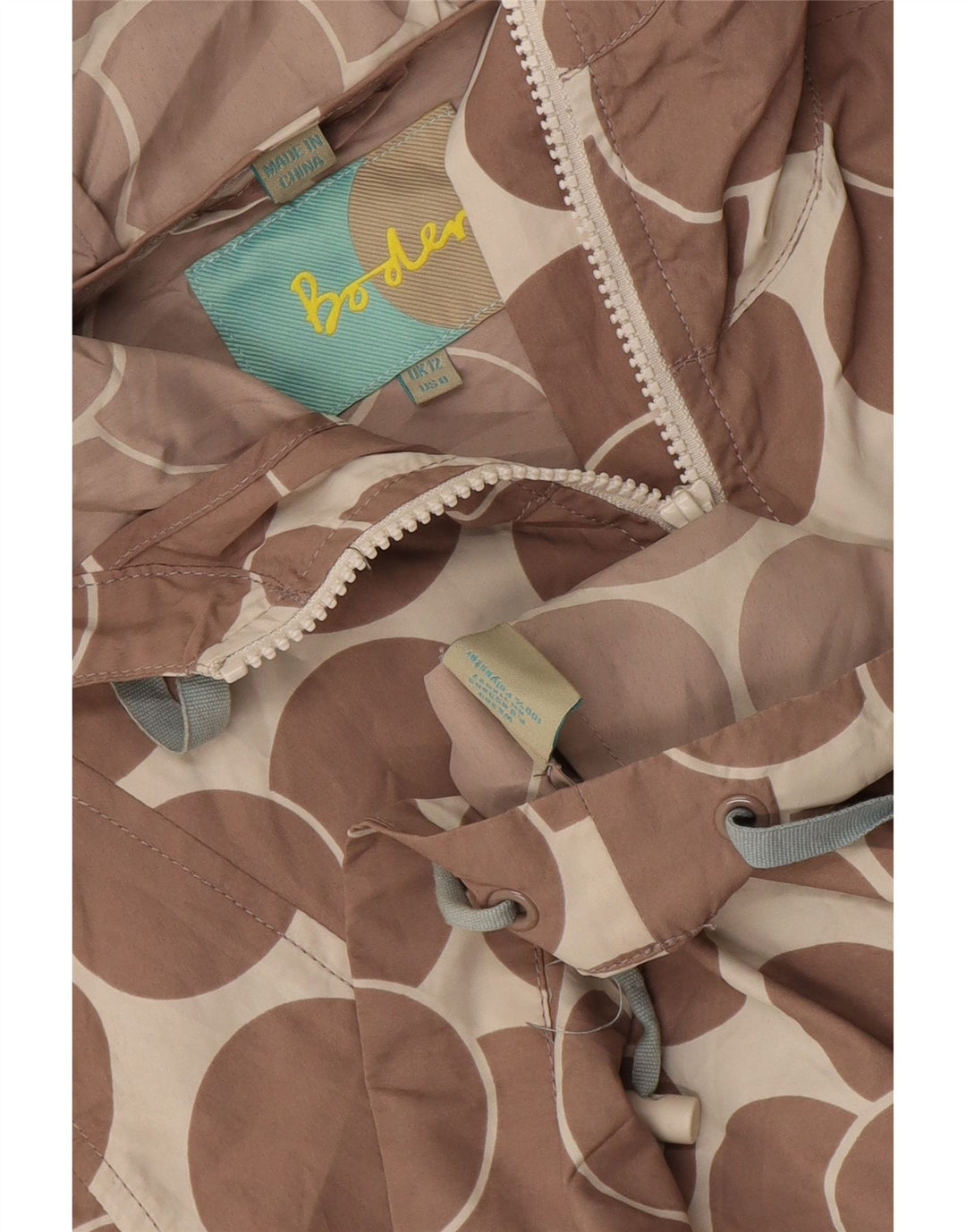 Veste de pluie à capuche Boden pour femme UK 12 Marron moyen géométrique