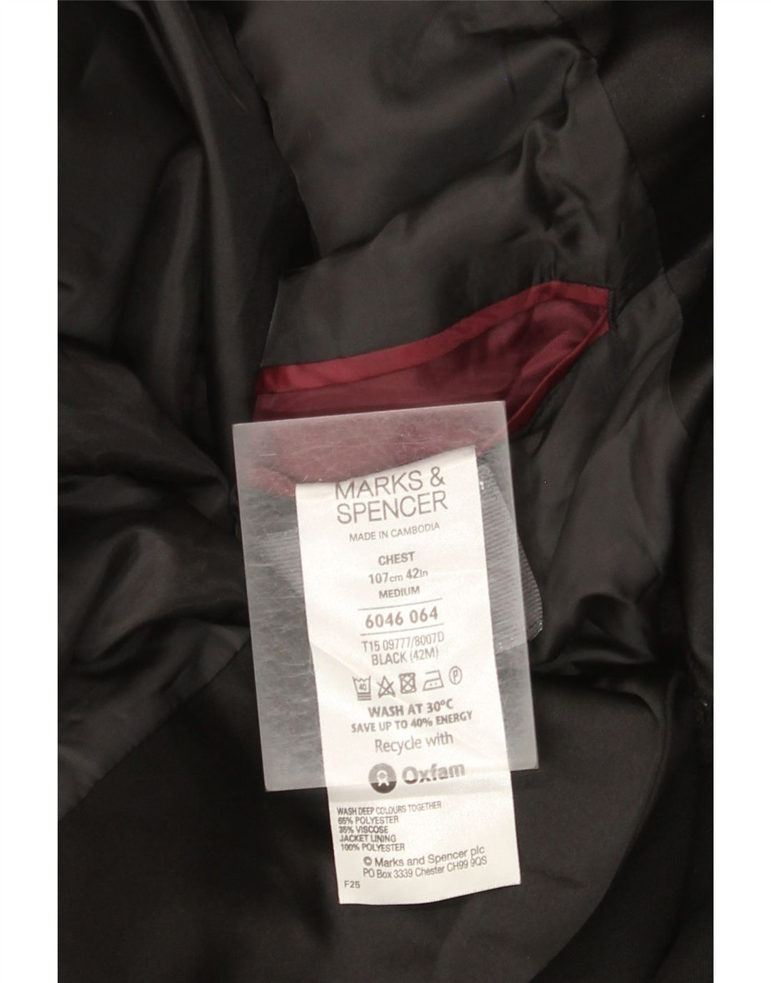 Marks & Spencer Veste blazer à 2 boutons pour homme UK 38 Noir moyen Polyester