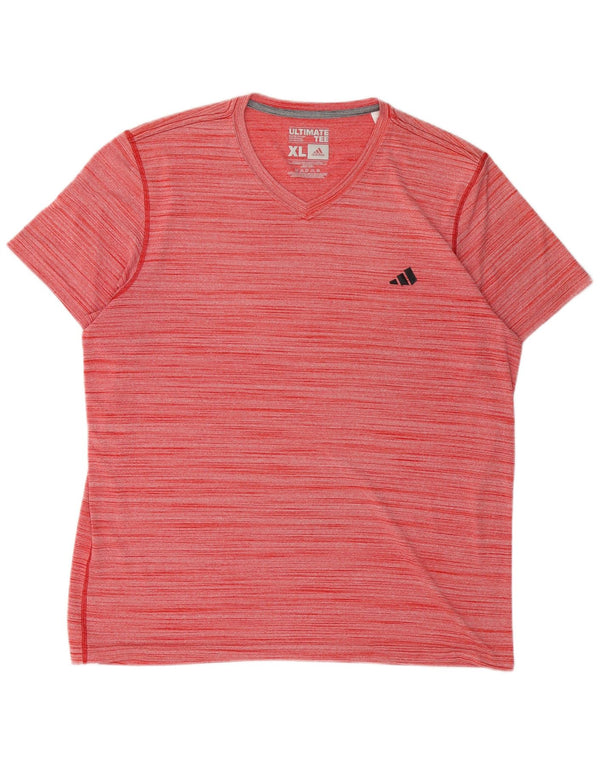 Adidas T-Shirt Homme Top XL Rouge Rayé Polyester