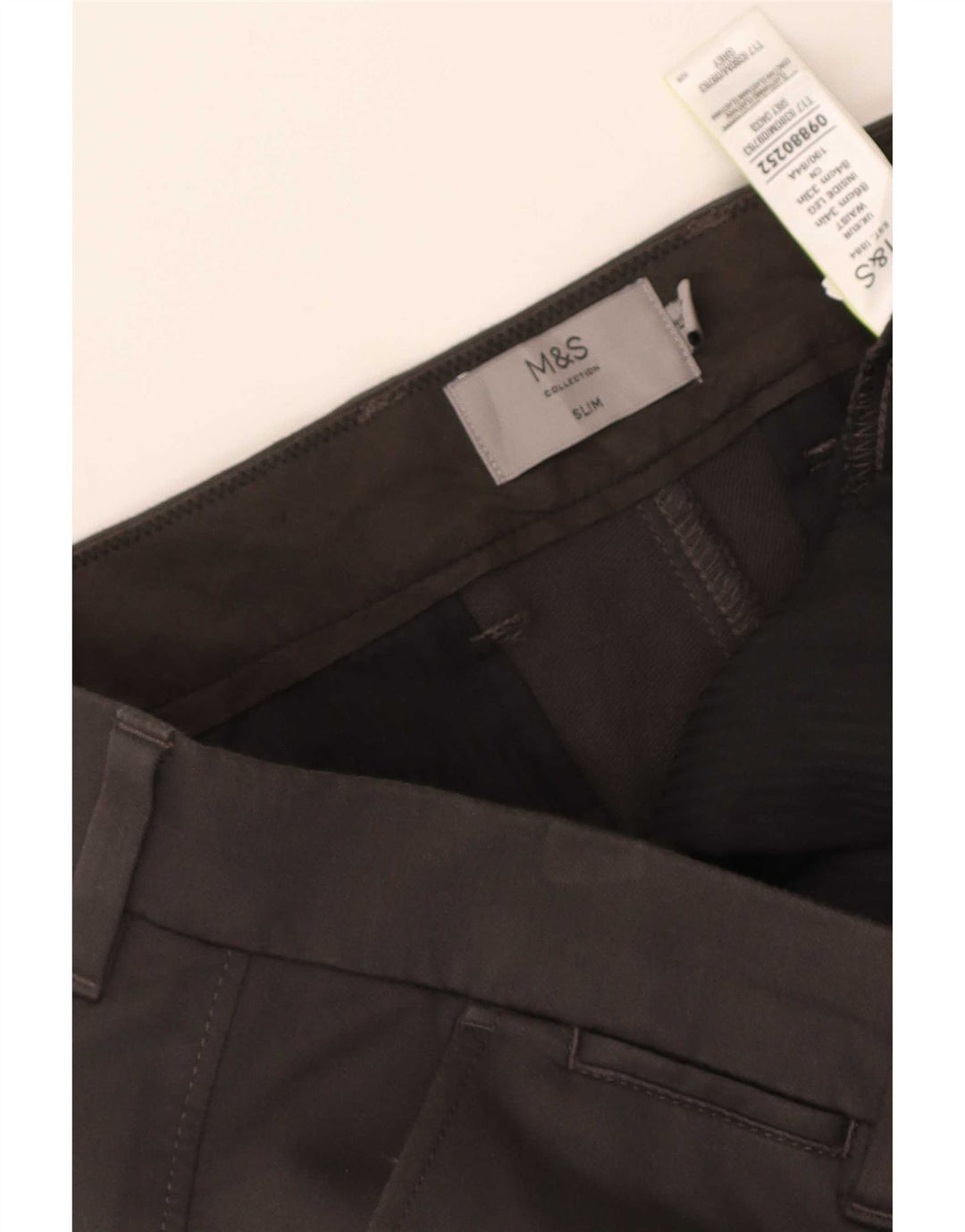 Marks & Spencer Pantalon Chino Slim Femme W34 L33 Gris Coton