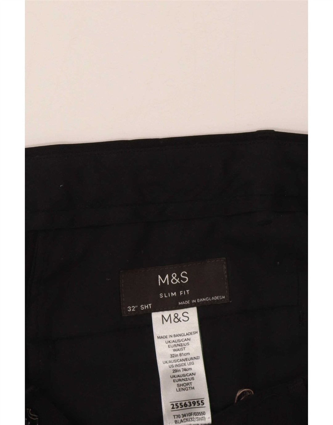 Marks & Spencer Pantalon Chino Coupe Slim Homme W32 L29 Noir Polyester