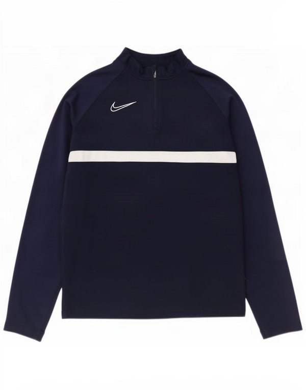 Nike Boys Pullover Tracksuit Top 13-14 Years XL Navy Blue Colourblock