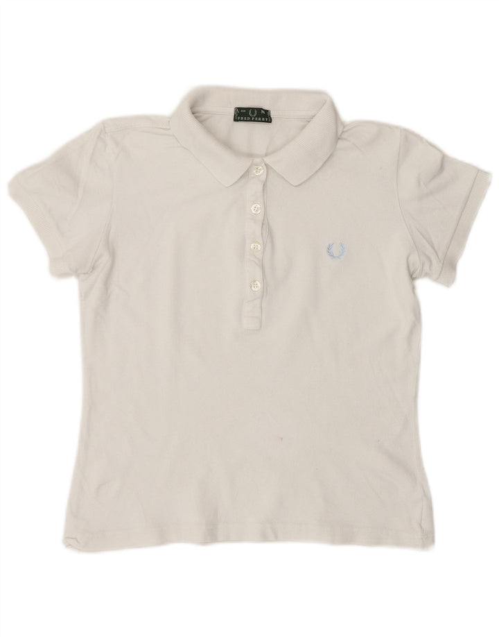 Fred Perry Polo court pour femme UK 12 Coton blanc moyen