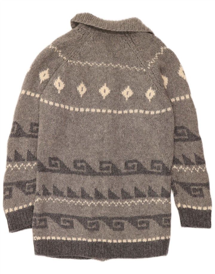 Evidence Cardigan long pour femme en laine Fair Isle Gris Taille 43