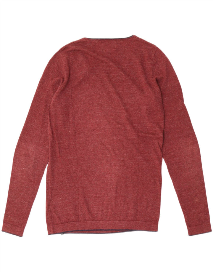 JACK & JONES Pull Col V Homme Petit Bordeaux Coton