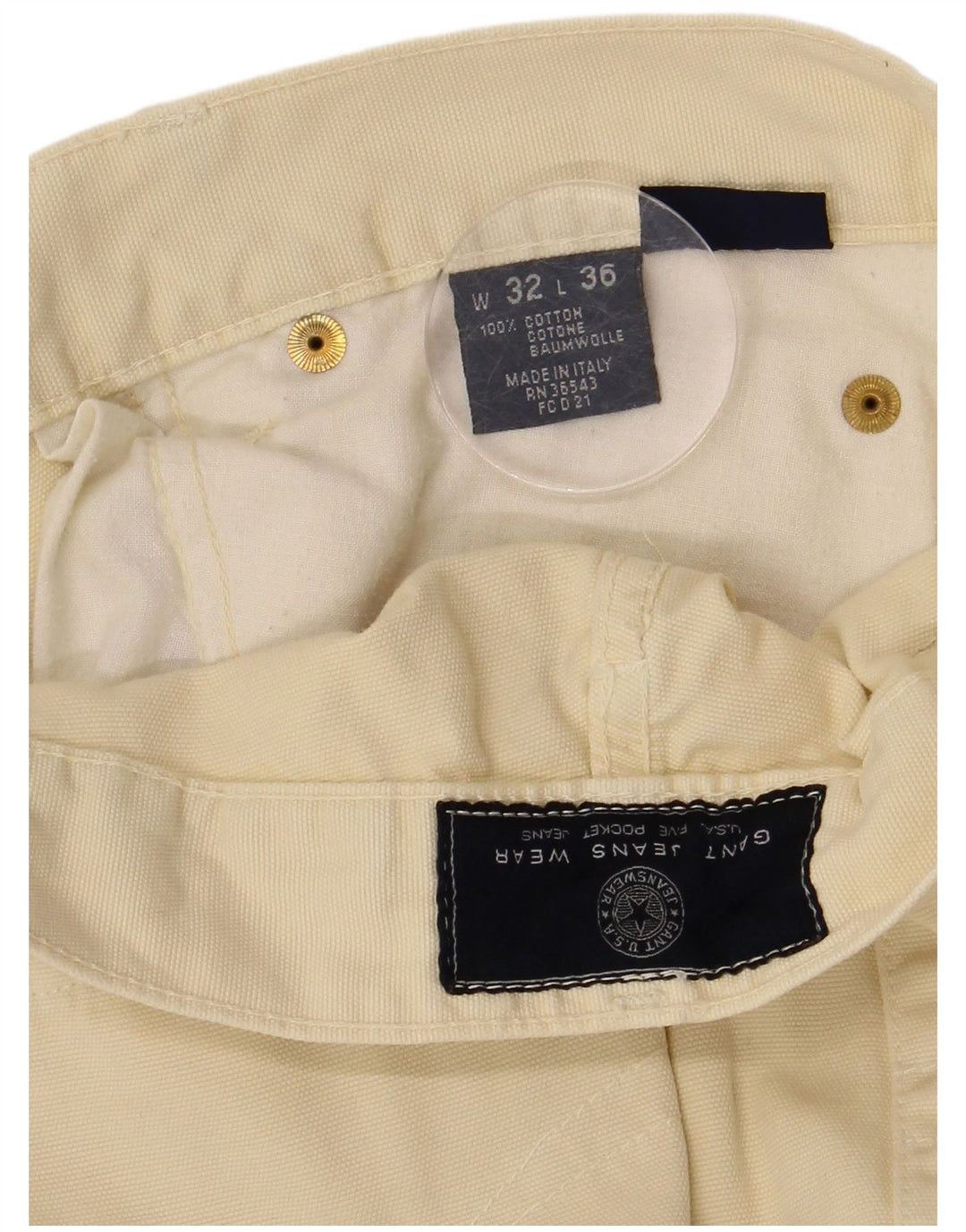 GANT Pantalon décontracté droit pour homme W32 L29 Jaune Coton