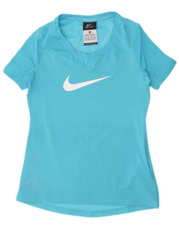 Nike Girls Graphic T-Shirt Top 6-7 ans XS Bleu Polyester