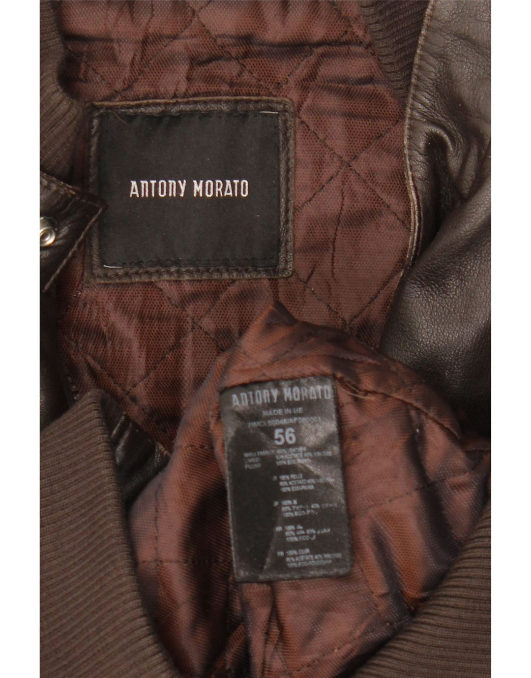 Antony Morato Veste en cuir pour homme UK 40 Grand cuir marron