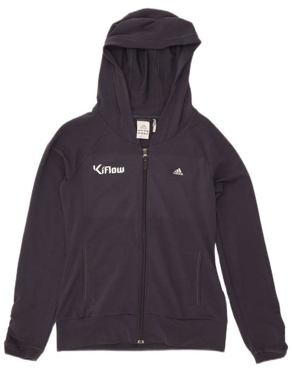 Adidas Pull à capuche zippé graphique pour femme UK 12 Bleu marine moyen Polyester