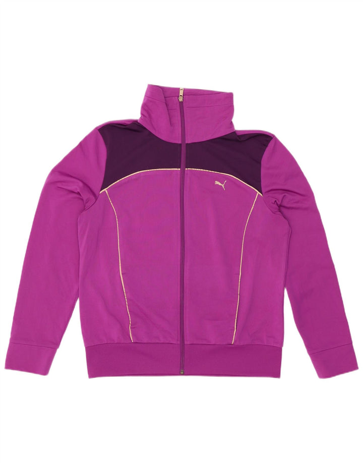 PUMA Veste de survêtement pour femme UK 16 Large Violet Colourblock Polyester