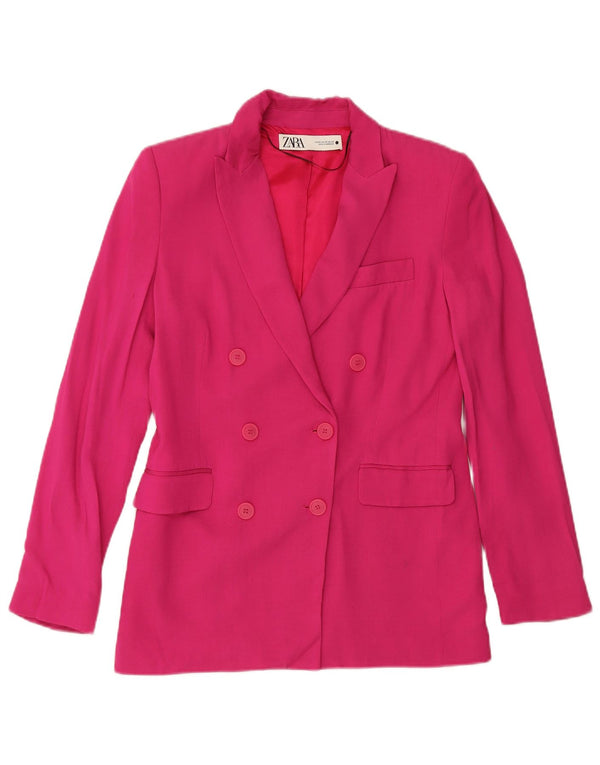 ZARA Femme Coupe Ample Double Boutonnage Blazer Veste UK 6 XS Rose Viscose