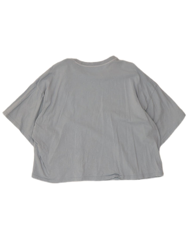 Billabong Womens Crop Graphic T-Shirt Top UK 14 Bleu Moyen Coton