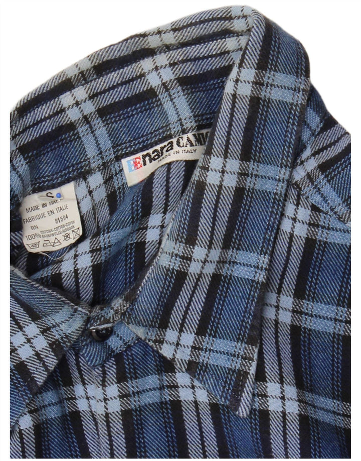Enara Camice Chemise en flanelle pour homme en coton à petits carreaux bleus