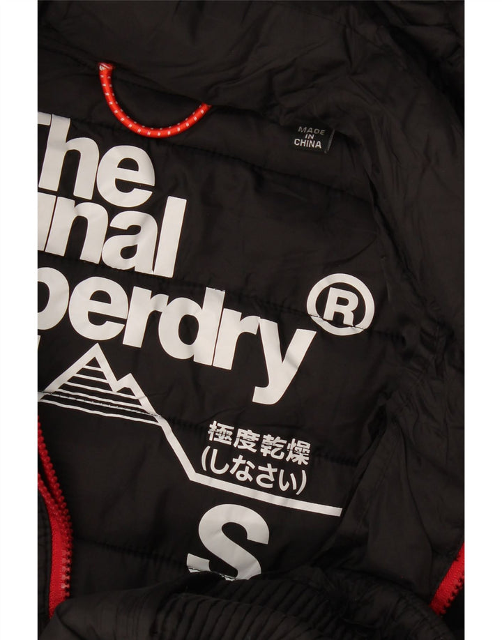 Superdry Veste matelassée à capuche pour femme UK 10 Small Noir Polyester