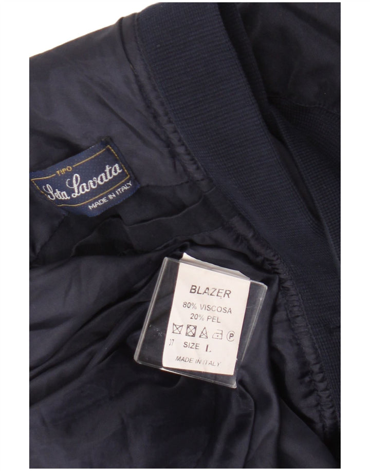 vintage Mens Bomber Jacket UK 40 Grande Soie Bleu Marine