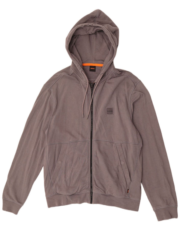 Hugo Boss Pull à capuche zippé pour hommes, grand coton gris