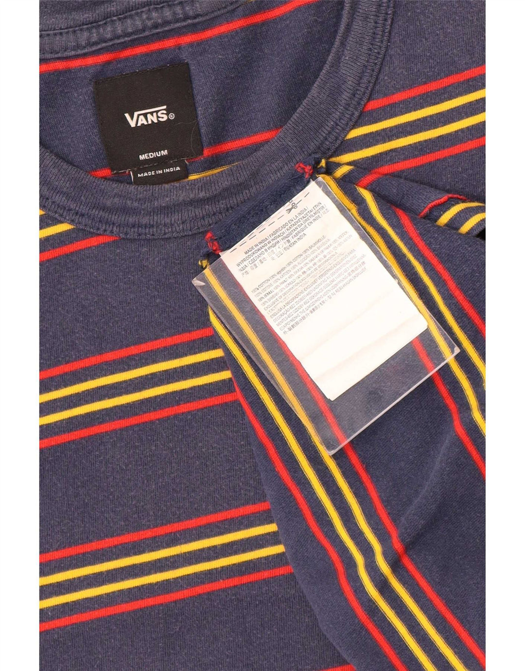 Vans Homme T-Shirt Top Bleu Marine Rayé Coton