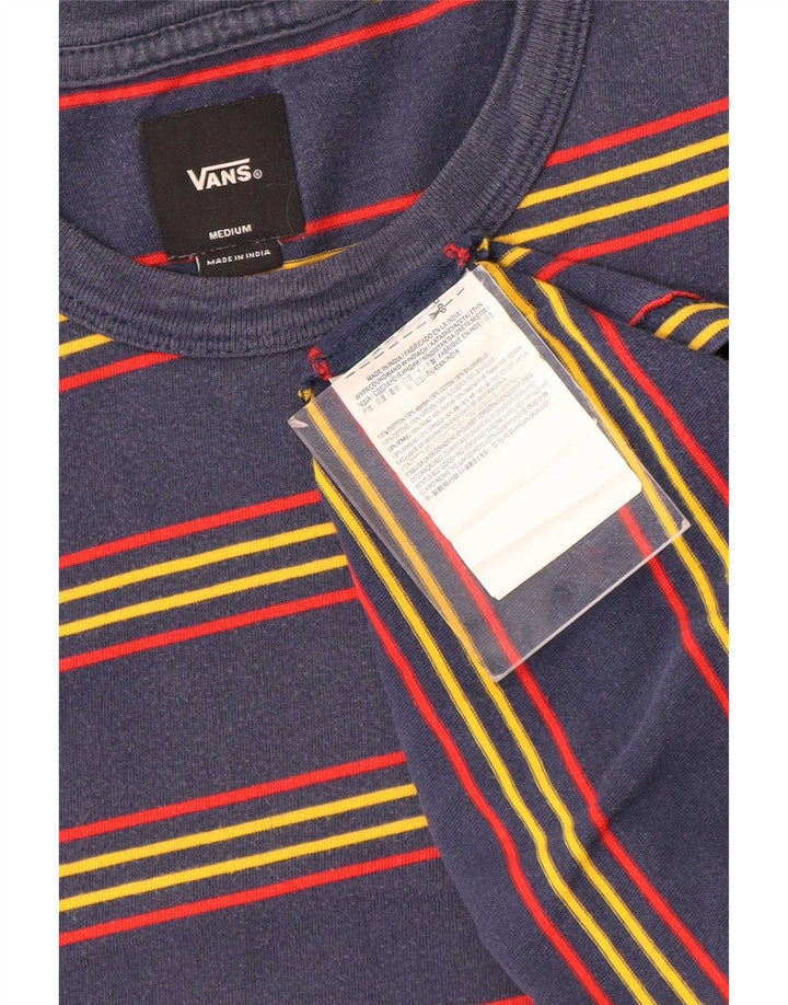 Vans Homme T-Shirt Top Bleu Marine Rayé Coton