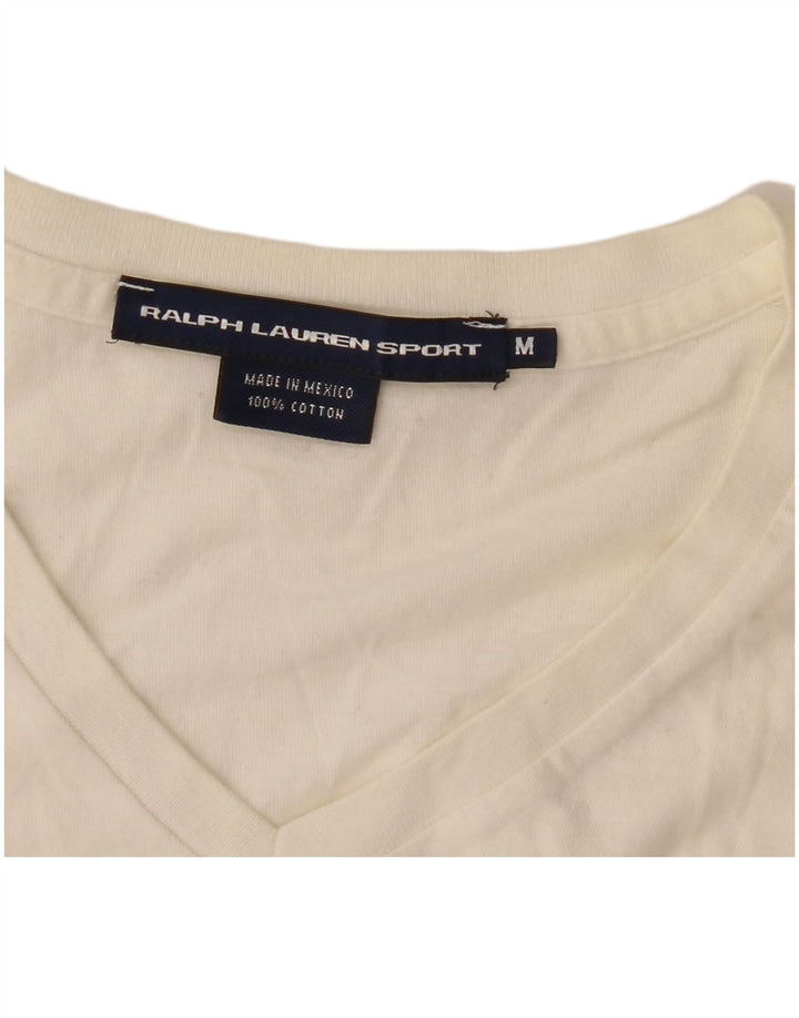 Ralph Lauren T-shirt pour femme UK 12 Medium Off White Coton