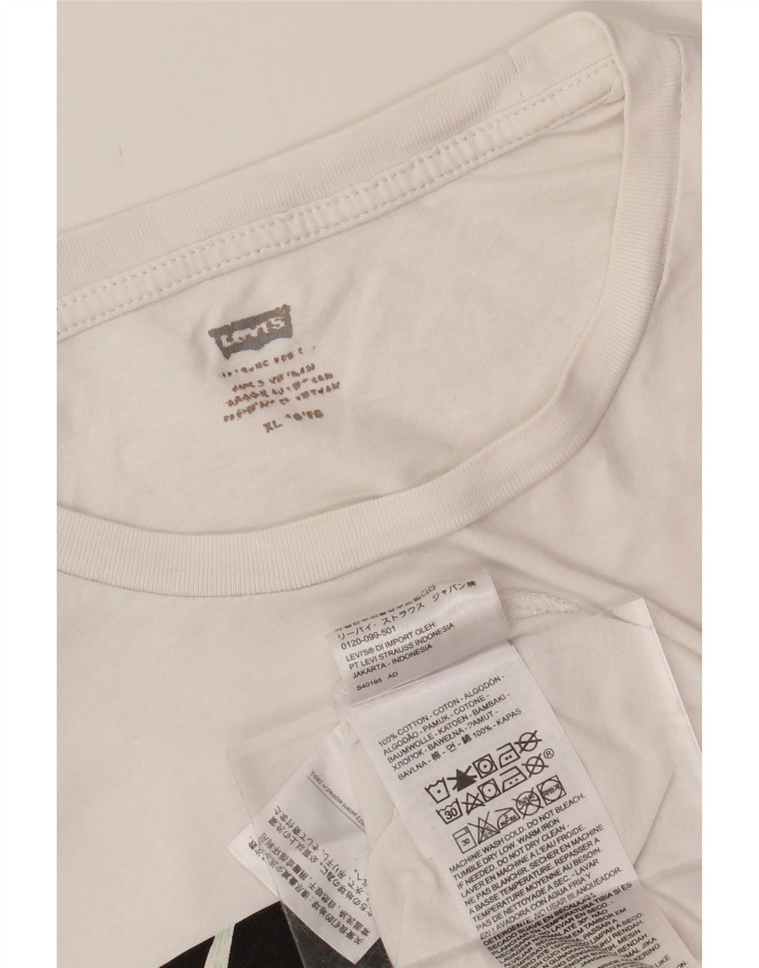 LEVI'S Mens Graphic T-Shirt Top XL White Cotton Vintage Levi's and Second-Hand Levi's from Messina Hembry 