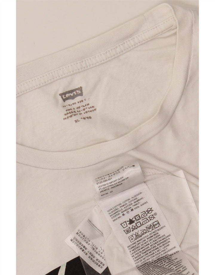 LEVI'S Mens Graphic T-Shirt Top XL White Cotton Vintage Levi's and Second-Hand Levi's from Messina Hembry 