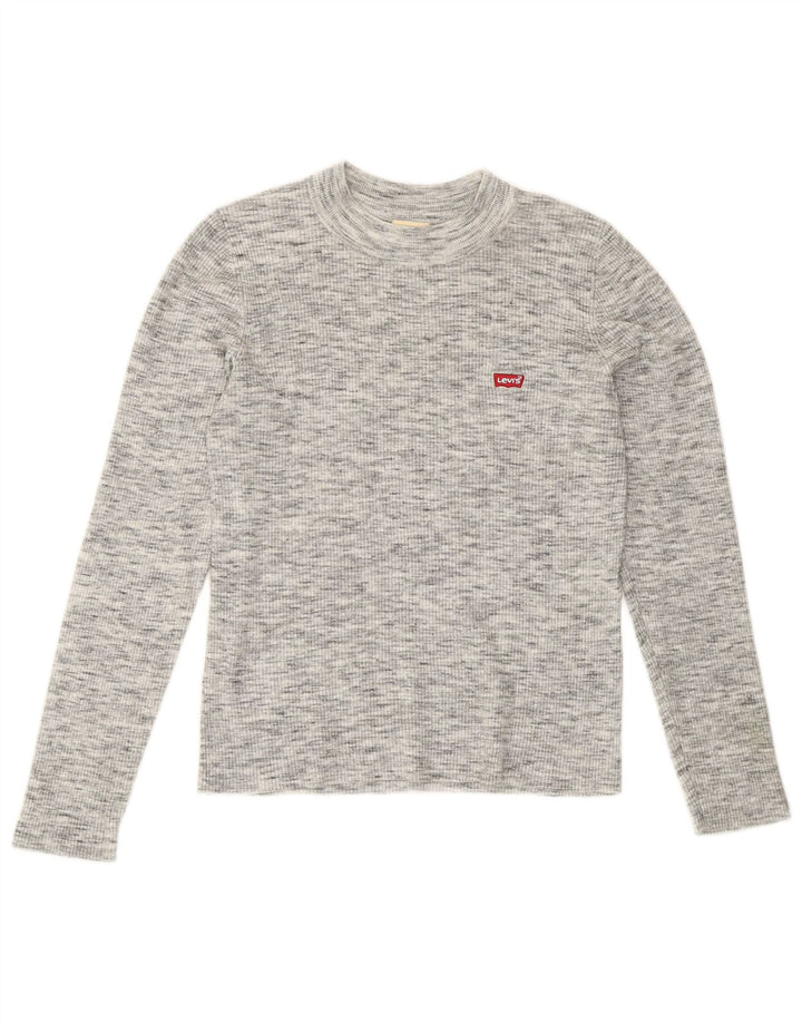 Levi's Top Manches Longues Femme UK 12 Gris Moyen Moucheté