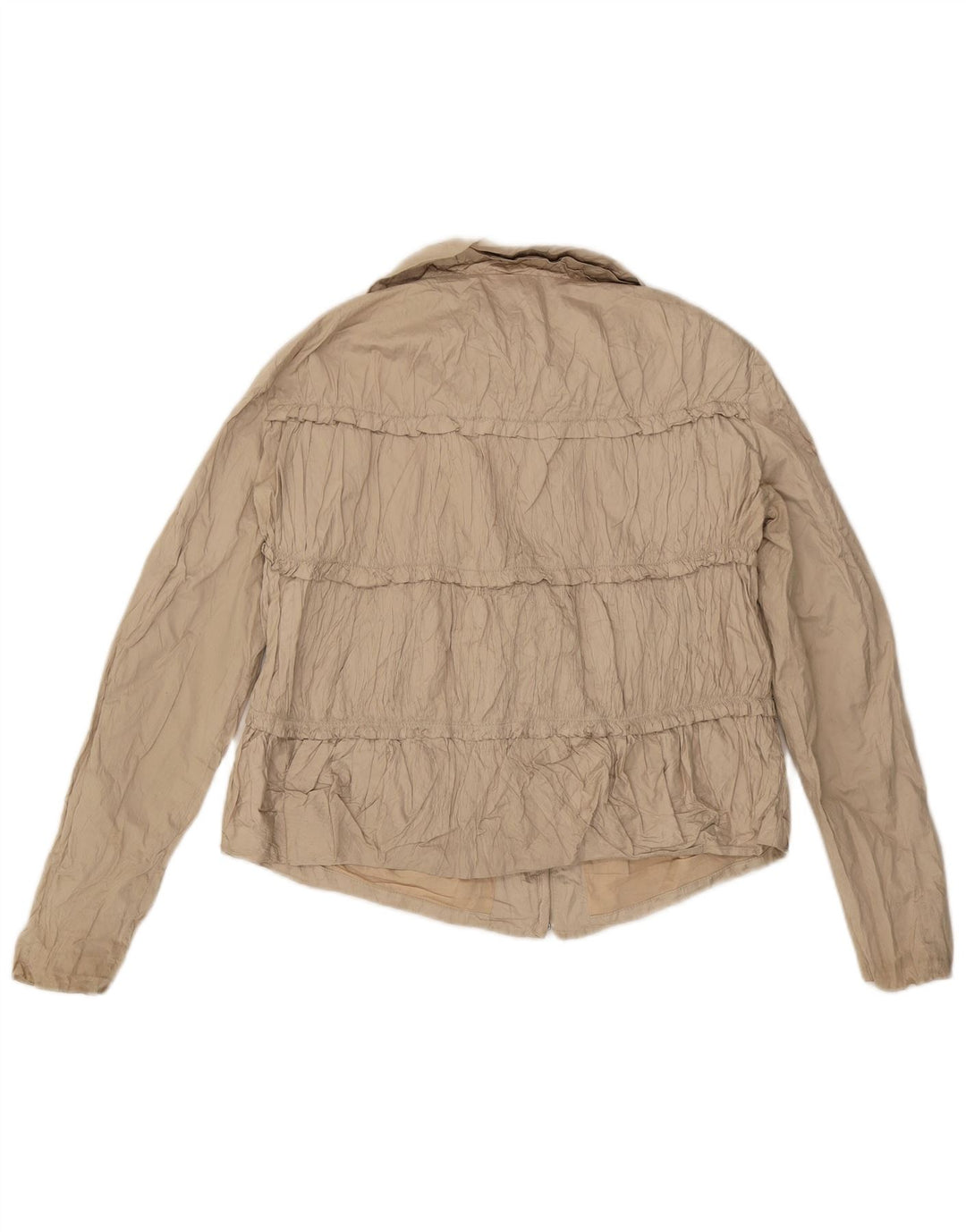 Zara Womens Crop Bomber Jacket UK 14 Grand Coton Beige
