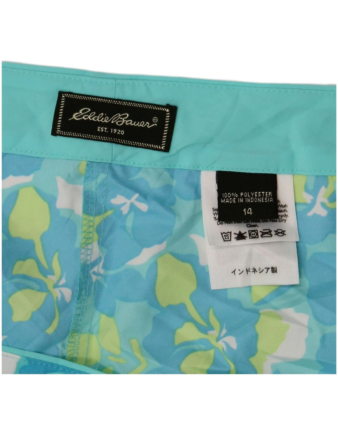 EDDIE BAUER Short de bain pour femme US 14 XL Bleu Floral Polyester