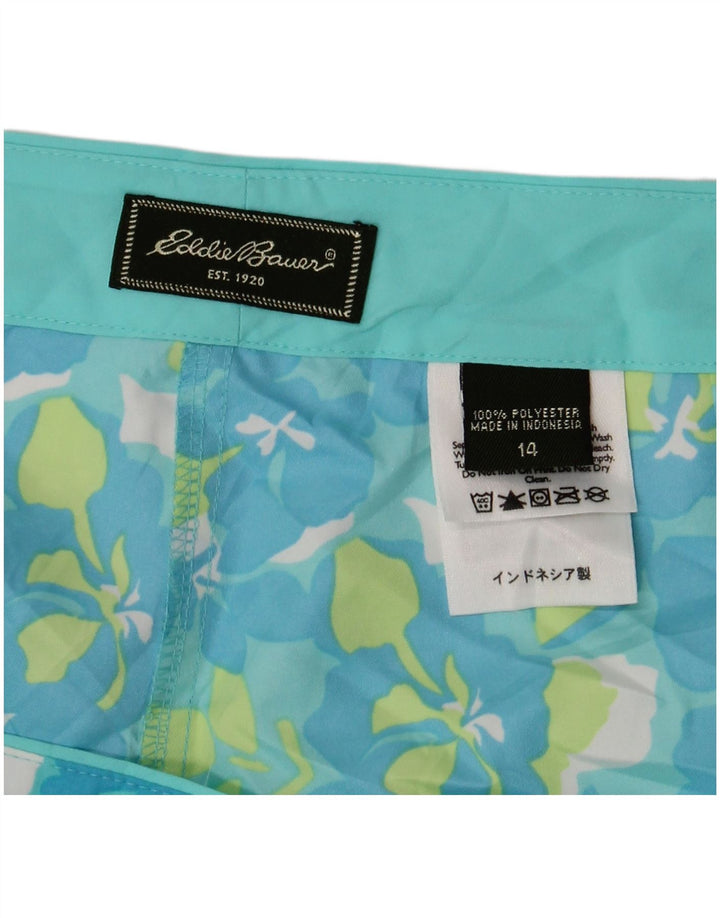 EDDIE BAUER Short de bain pour femme US 14 XL Bleu Floral Polyester
