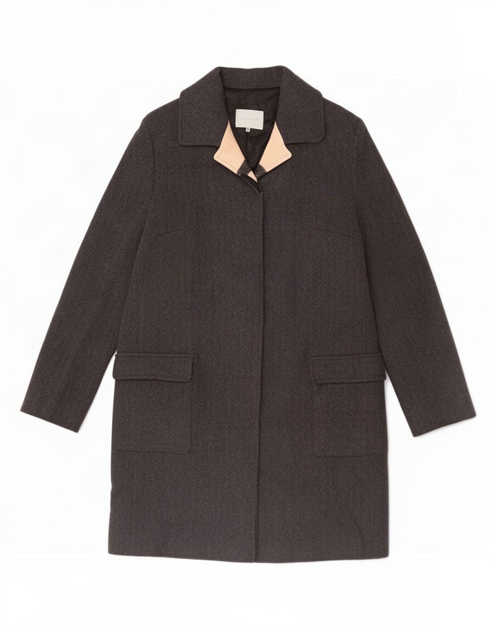 Jigsaw Manteau Femme UK 16 Grande Laine Grise