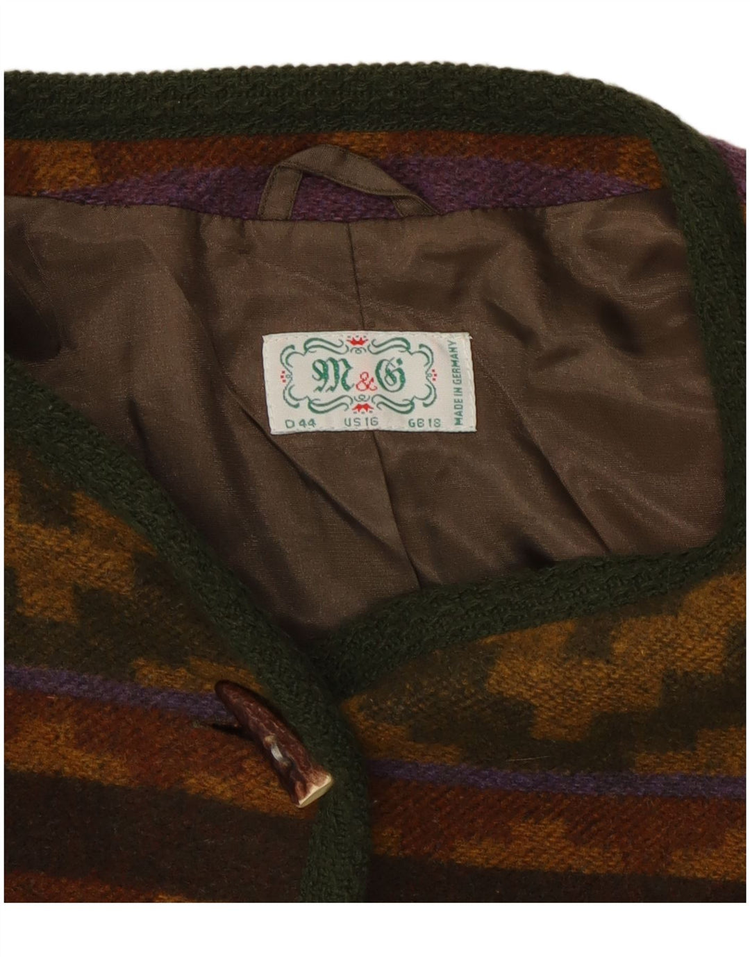 vintage Womens Cardigan Sweater UK 18 XL Laine géométrique multicolore