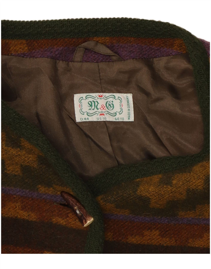 vintage Womens Cardigan Sweater UK 18 XL Laine géométrique multicolore