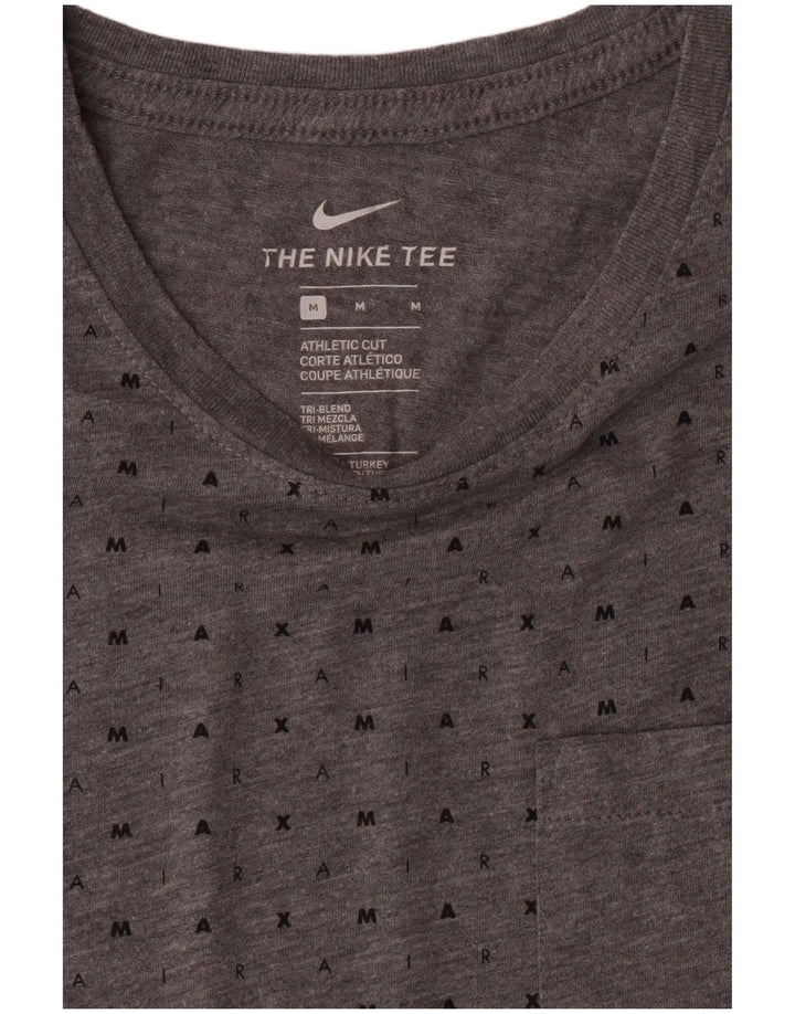 NIKE Mens Athletic Cut T-Shirt Top Medium Grey Geometric Polyester