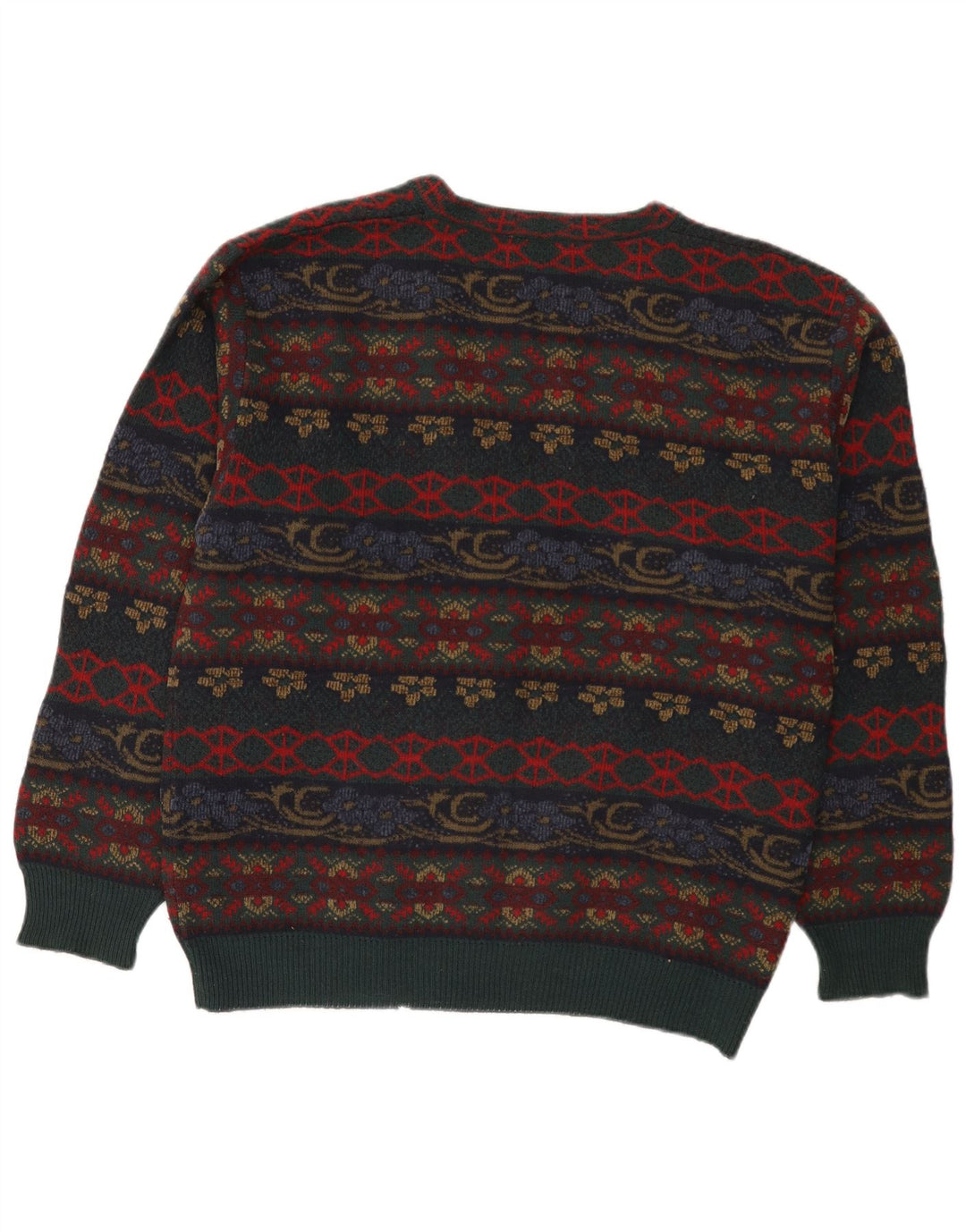 vintage Mens Cardigan Sweater Grand Multicolore Fair Isle Acrylique