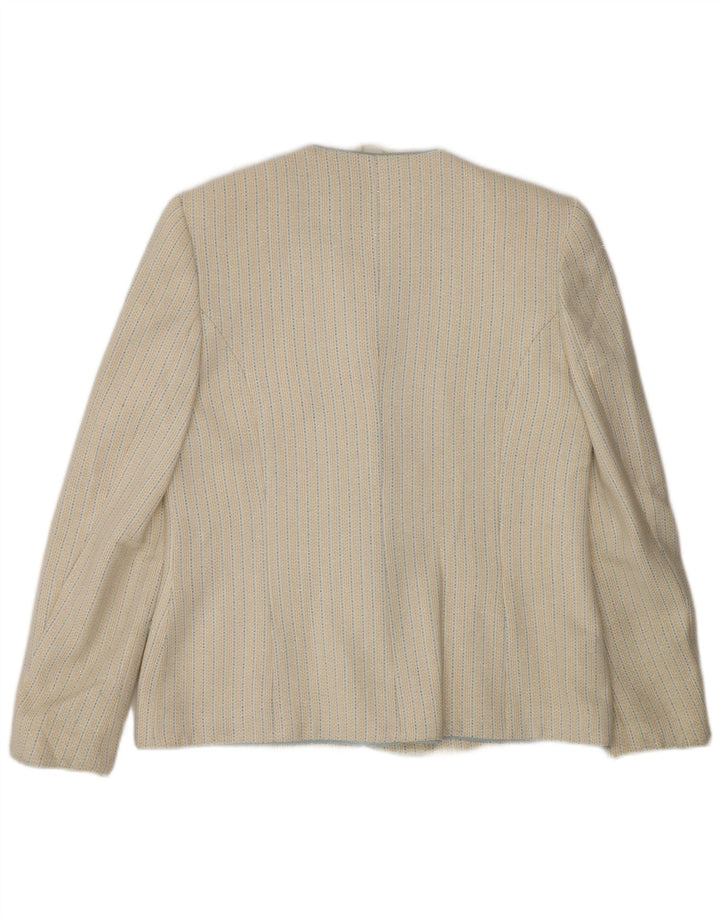 vintage Femme 5 Bouton Blazer Veste IT 48 XL Off White Rayé