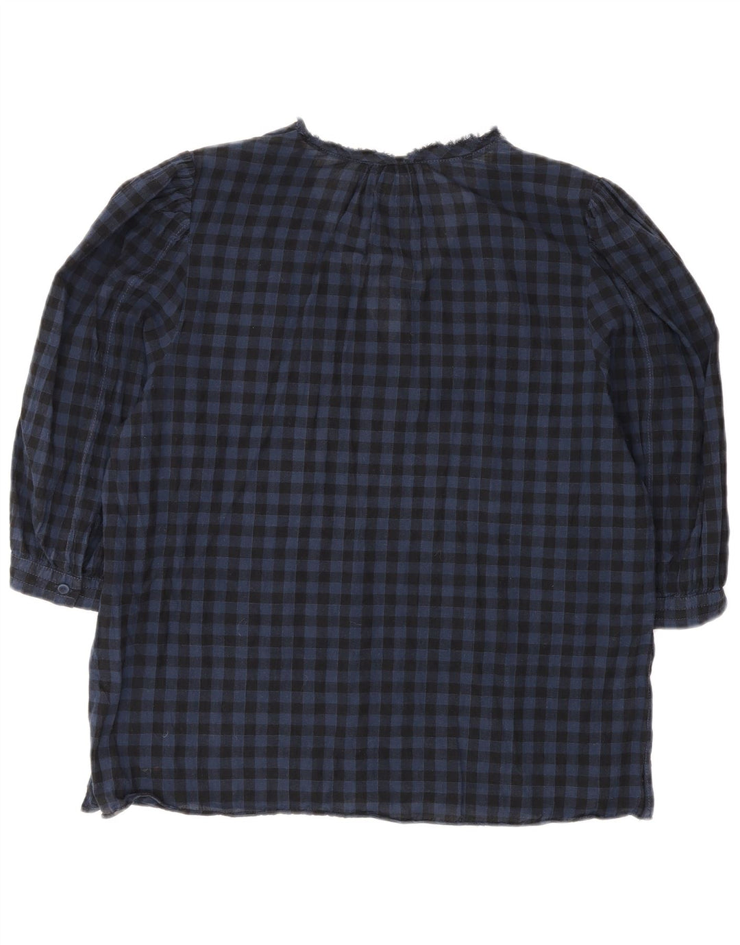 Jigsaw Chemisier à manches 3/4 pour femme UK 12 Bleu moyen en coton vichy