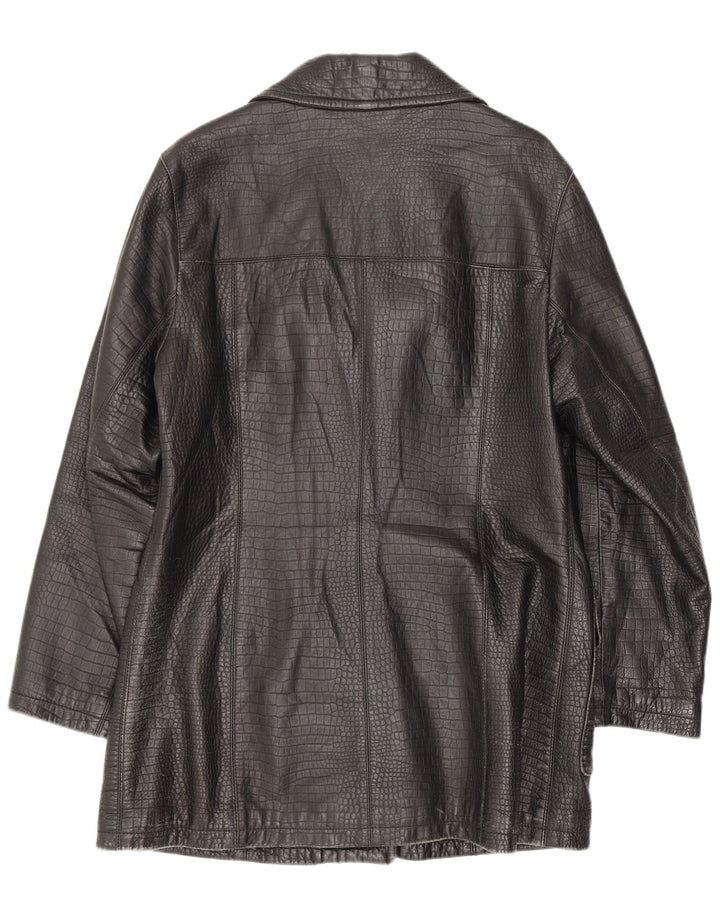 Conbipel Manteau en Cuir Femme UK 12 Moyen Noir Imprimé Animal Classique