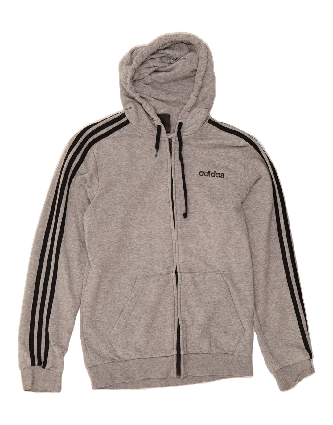 ADIDAS Mens Zip Hoodie Sweater Small Grey Cotton Vintage Adidas and Second-Hand Adidas from Messina Hembry 