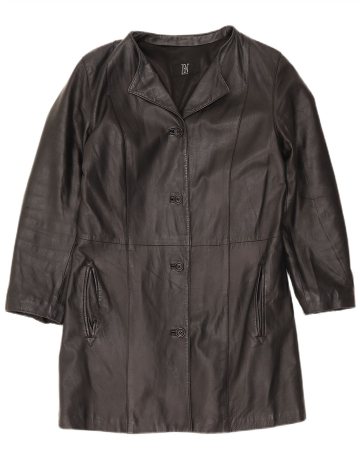 Zen Manteau En Cuir Femme IT 42 Cuir Noir Moyen